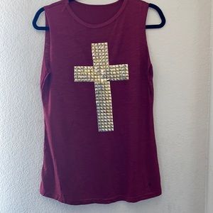 GOLD STUD CROSS SLEEVELESS TEE